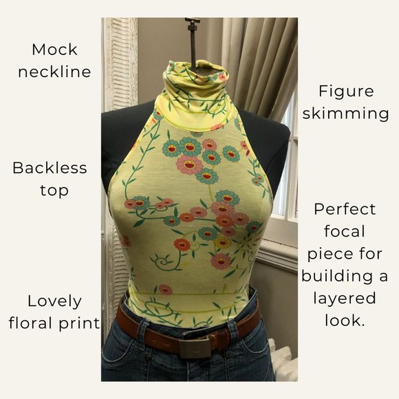 😃 Free With Purchase Yellow Backless and Sleeveless Halter Crop Tank Top - Picture 2 of 6
